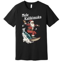 Mele Kalikimaka Hawaiian Christmas Surfing Santa Funny Gift Premium T-Shirt