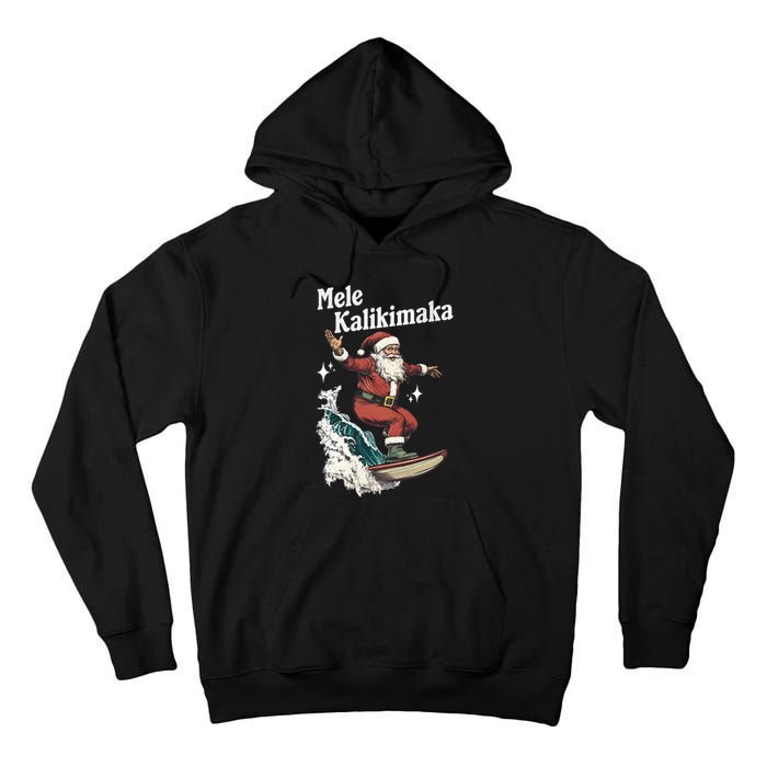 Mele Kalikimaka Hawaiian Christmas Surfing Santa Funny Gift Tall Hoodie