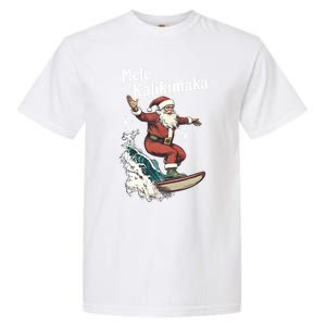 Mele Kalikimaka Hawaiian Christmas Surfing Santa Funny Gift Garment-Dyed Heavyweight T-Shirt