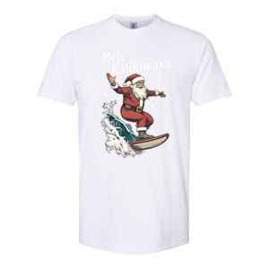 Mele Kalikimaka Hawaiian Christmas Surfing Santa Funny Gift Softstyle CVC T-Shirt