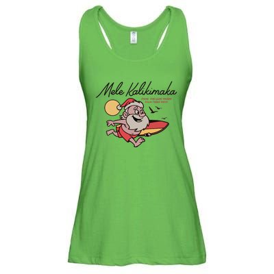 Mele Kalikimaka Hawaii Christmas Surfing Santa Ladies Essential Flowy Tank