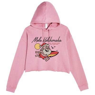 Mele Kalikimaka Hawaii Christmas Surfing Santa Crop Fleece Hoodie