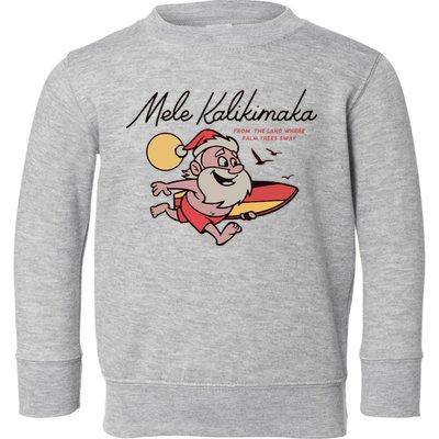 Mele Kalikimaka Hawaii Christmas Surfing Santa Toddler Sweatshirt