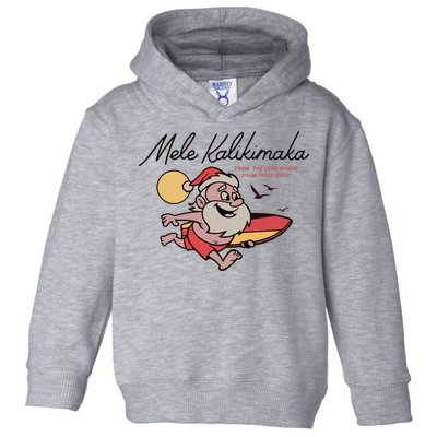 Mele Kalikimaka Hawaii Christmas Surfing Santa Toddler Hoodie