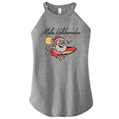 Mele Kalikimaka Hawaii Christmas Surfing Santa Women’s Perfect Tri Rocker Tank