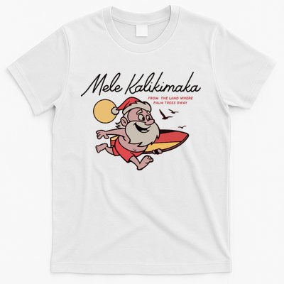 Mele Kalikimaka Hawaii Christmas Surfing Santa T-Shirt