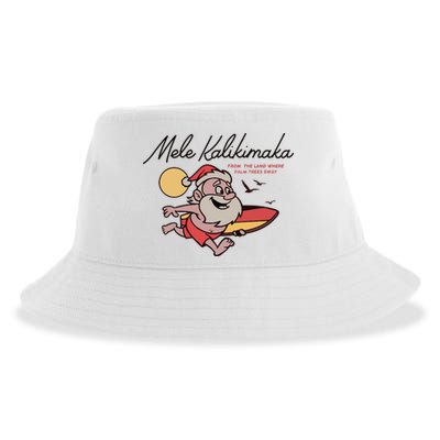 Mele Kalikimaka Hawaii Christmas Surfing Santa Sustainable Bucket Hat