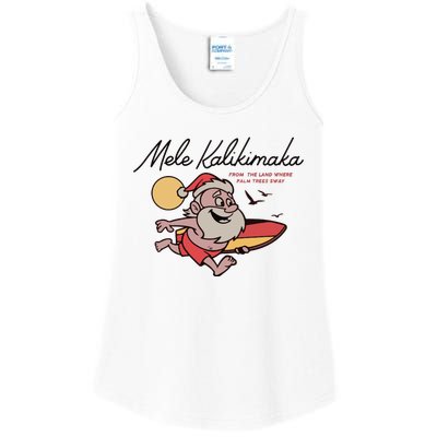 Mele Kalikimaka Hawaii Christmas Surfing Santa Ladies Essential Tank