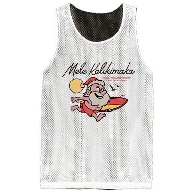 Mele Kalikimaka Hawaii Christmas Surfing Santa Mesh Reversible Basketball Jersey Tank