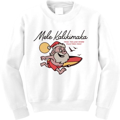 Mele Kalikimaka Hawaii Christmas Surfing Santa Kids Sweatshirt