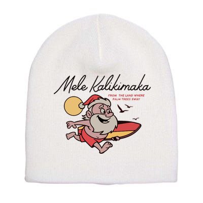 Mele Kalikimaka Hawaii Christmas Surfing Santa Short Acrylic Beanie