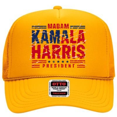 Madam Kamala Harris President Election 2024 High Crown Mesh Back Trucker Hat