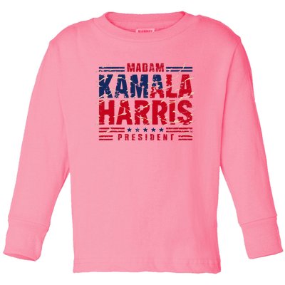 Madam Kamala Harris President Election 2024 Toddler Long Sleeve Shirt