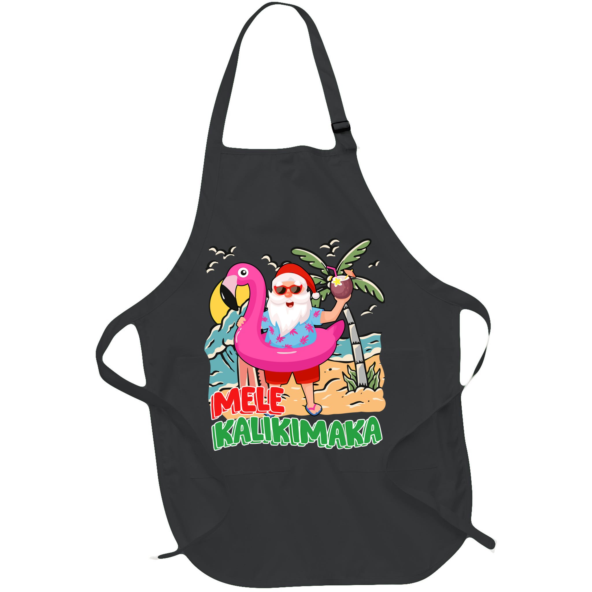Mele Kalikimaka Hawaiian Christmas In Hawaii Beach Santa Apron