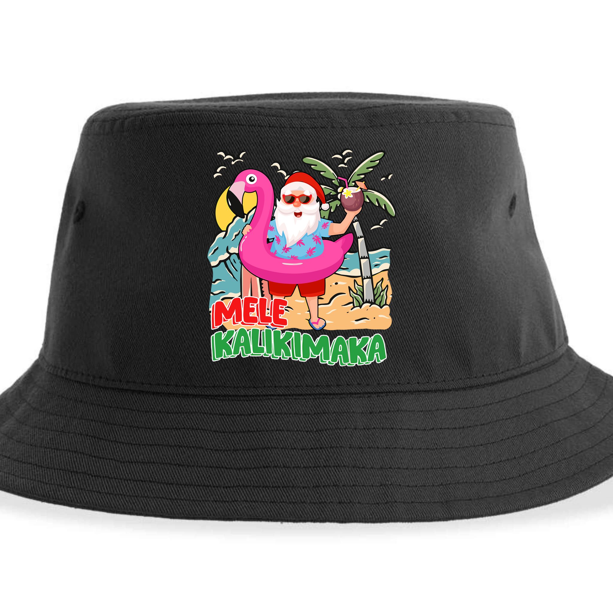 Mele Kalikimaka Hawaiian Christmas In Hawaii Beach Santa Sustainable Bucket Hat