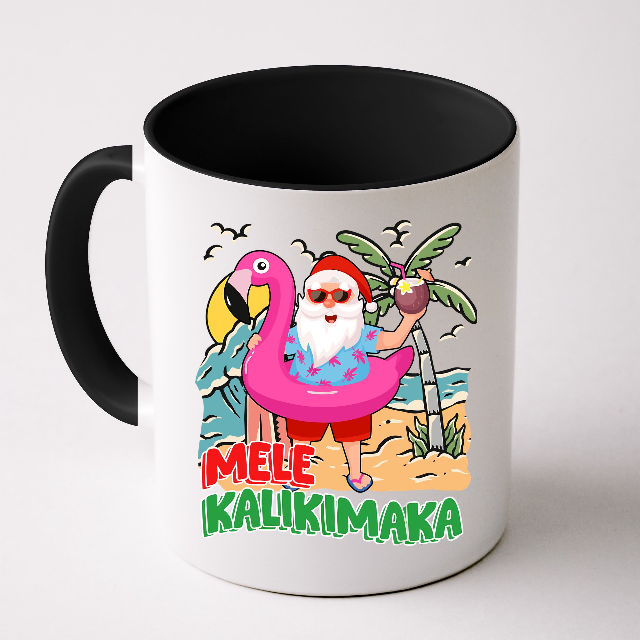 Mele Kalikimaka Hawaiian Christmas In Hawaii Beach Santa Mug