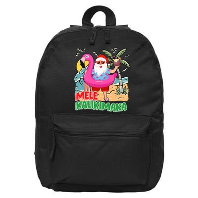Mele Kalikimaka Hawaiian Christmas In Hawaii Beach Santa 16 in Basic Backpack
