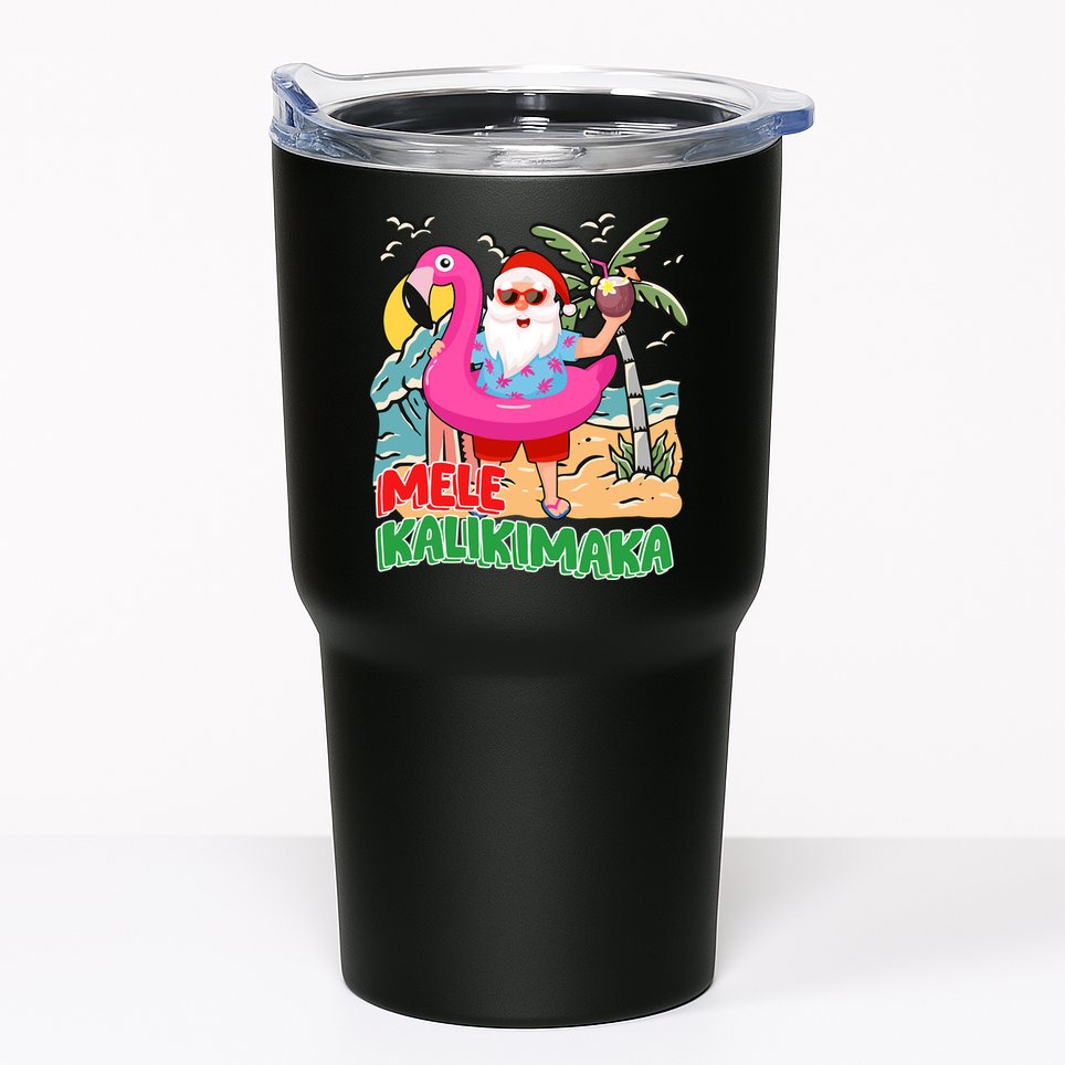 Mele Kalikimaka Hawaiian Christmas In Hawaii Beach Santa Tumbler