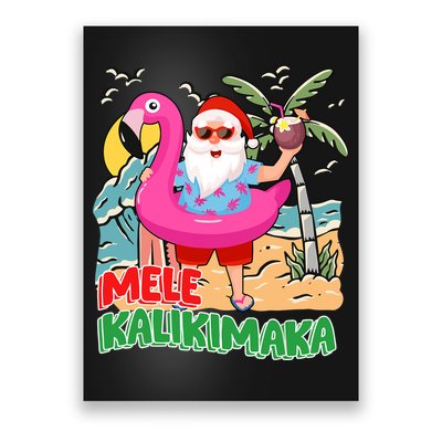 Mele Kalikimaka Hawaiian Christmas In Hawaii Beach Santa Poster