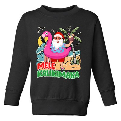 Mele Kalikimaka Hawaiian Christmas In Hawaii Beach Santa Toddler Sweatshirt