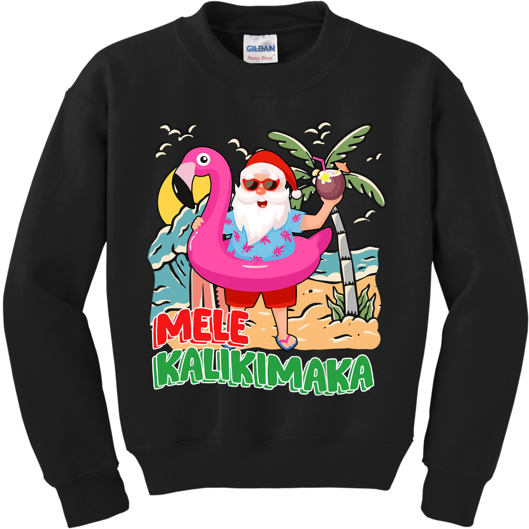 Mele Kalikimaka Hawaiian Christmas In Hawaii Beach Santa Kids Sweatshirt