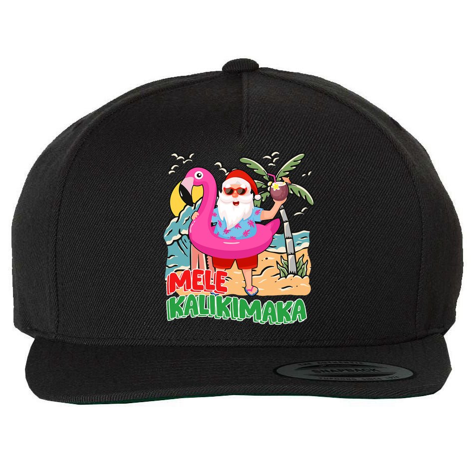 Mele Kalikimaka Hawaiian Christmas In Hawaii Beach Santa Wool Snapback Cap