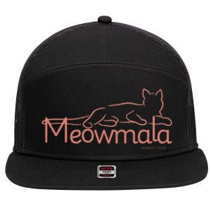 Meowmala Kamala Harris Cat Ladies 2024 Election 7 Panel Mesh Trucker Snapback Hat