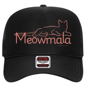 Meowmala Kamala Harris Cat Ladies 2024 Election High Crown Mesh Back Trucker Hat