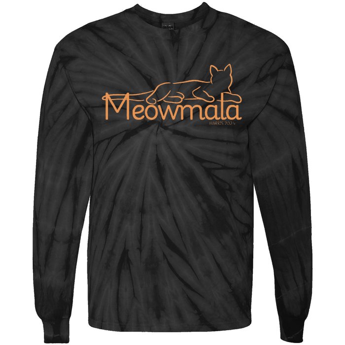 Meowmala Kamala Harris Cat Ladies 2024 Election Tie-Dye Long Sleeve Shirt