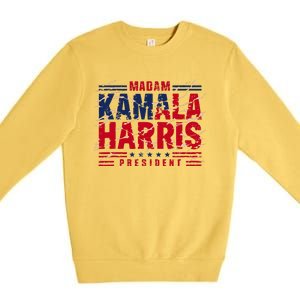 Madam Kamala Harris President Election 2024 Premium Crewneck Sweatshirt