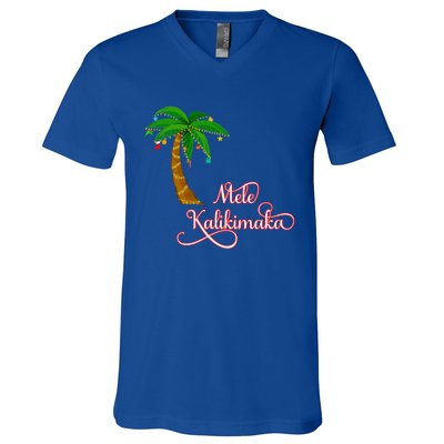 Mele Kalikimaka Hawaiian Christmas Gift V-Neck T-Shirt