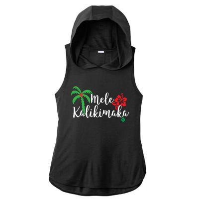 Mele Kalikimaka Hawaiian Merry Christmas Gift Ladies PosiCharge Tri-Blend Wicking Draft Hoodie Tank