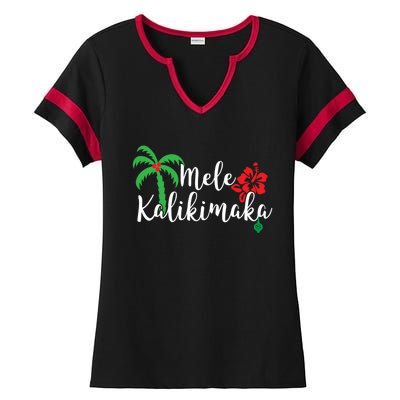 Mele Kalikimaka Hawaiian Merry Christmas Gift Ladies Halftime Notch Neck Tee