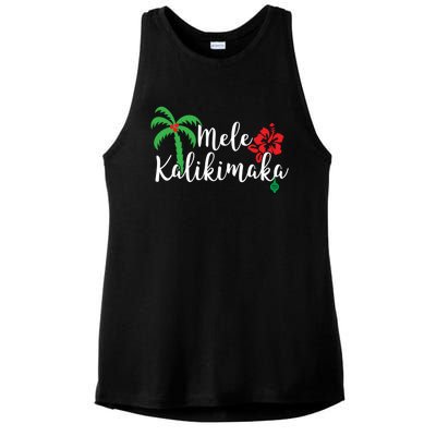 Mele Kalikimaka Hawaiian Merry Christmas Gift Ladies PosiCharge Tri-Blend Wicking Tank