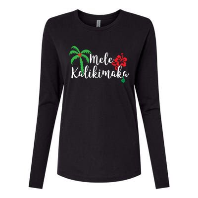 Mele Kalikimaka Hawaiian Merry Christmas Gift Womens Cotton Relaxed Long Sleeve T-Shirt