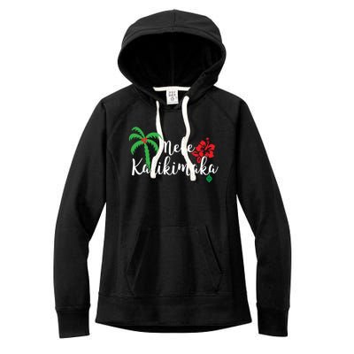 Mele Kalikimaka Hawaiian Merry Christmas Gift Women's Fleece Hoodie