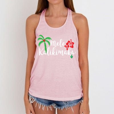 Mele Kalikimaka Hawaiian Merry Christmas Gift Women's Knotted Racerback Tank