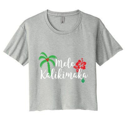 Mele Kalikimaka Hawaiian Merry Christmas Gift Women's Crop Top Tee