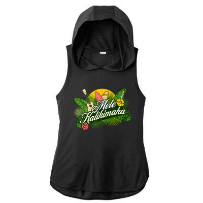 Mele Kalikimaka Hawaiian Christmas Ladies PosiCharge Tri-Blend Wicking Draft Hoodie Tank