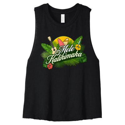 Mele Kalikimaka Hawaiian Christmas Women's Racerback Cropped Tank