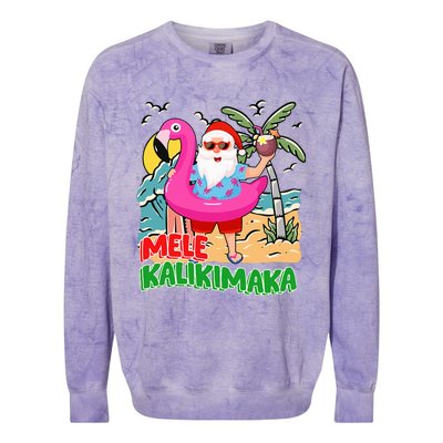 Mele Kalikimaka Hawaiian Christmas in Hawaii Beach Santa  Colorblast Crewneck Sweatshirt