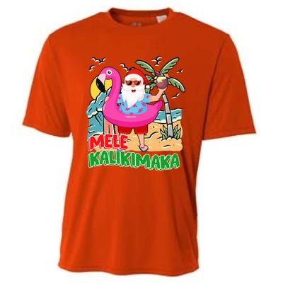 Mele Kalikimaka Hawaiian Christmas in Hawaii Beach Santa  Cooling Performance Crew T-Shirt