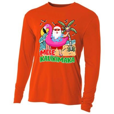 Mele Kalikimaka Hawaiian Christmas in Hawaii Beach Santa  Cooling Performance Long Sleeve Crew