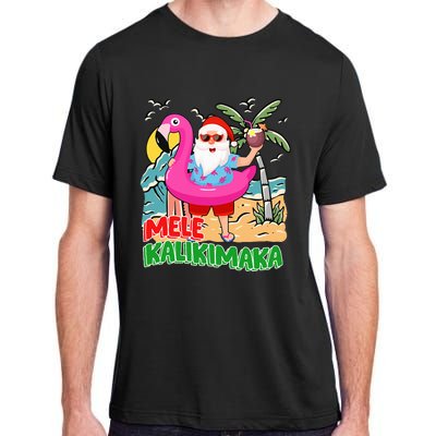 Mele Kalikimaka Hawaiian Christmas in Hawaii Beach Santa  Adult ChromaSoft Performance T-Shirt