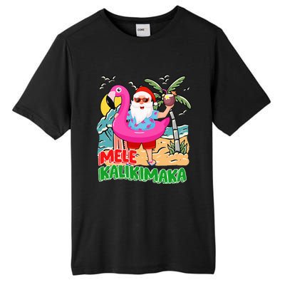 Mele Kalikimaka Hawaiian Christmas in Hawaii Beach Santa  Tall Fusion ChromaSoft Performance T-Shirt