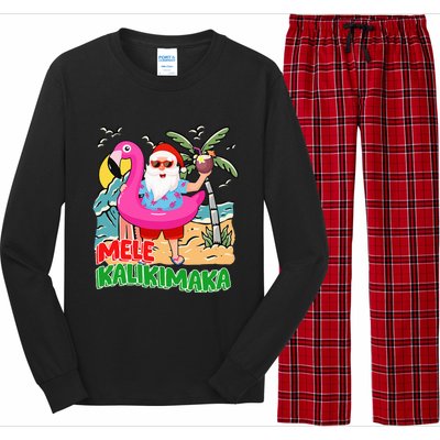 Mele Kalikimaka Hawaiian Christmas in Hawaii Beach Santa  Long Sleeve Pajama Set