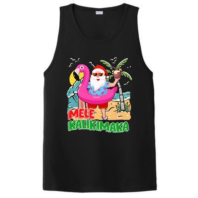 Mele Kalikimaka Hawaiian Christmas in Hawaii Beach Santa  PosiCharge Competitor Tank