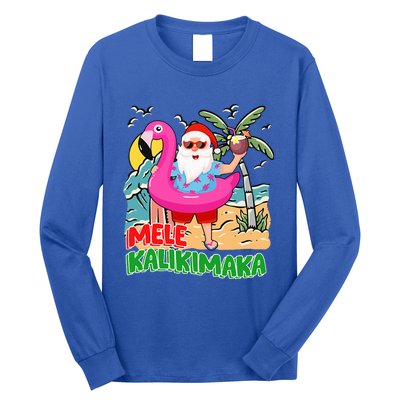 Mele Kalikimaka Hawaiian Christmas in Hawaii Beach Santa  Long Sleeve Shirt