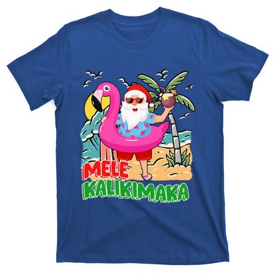 Mele Kalikimaka Hawaiian Christmas in Hawaii Beach Santa  T-Shirt