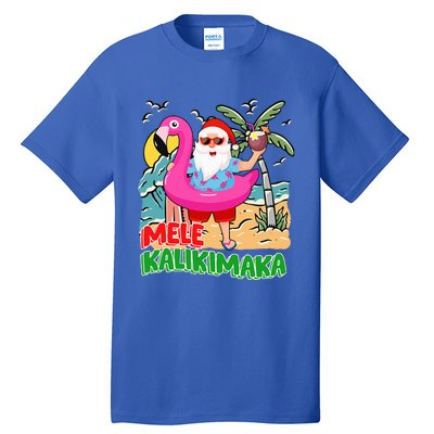 Mele Kalikimaka Hawaiian Christmas in Hawaii Beach Santa  Tall T-Shirt